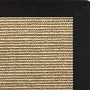 Bone Sisal Rug with Black Onyx Cotton Border - Free Shipping