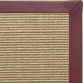 Bone Sisal Rug with Burgundy Leather Border - Free Shipping