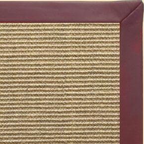 Bone Sisal Rug with Burgundy Leather Border