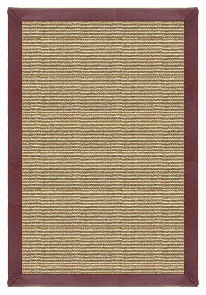 Area Rugs - Sustainable Lifestyles Bone Sisal Rug With Burgundy Leather Border