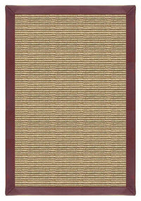 Area Rugs - Sustainable Lifestyles Bone Sisal Rug With Burgundy Leather Border 2