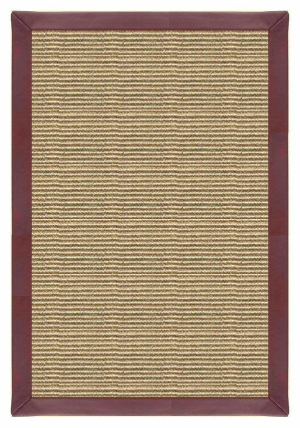 Bone Sisal Rug with Burgundy Leather Border alternate view