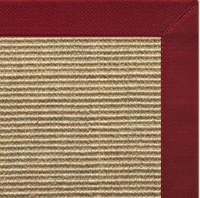 Bone Sisal Rug with Cardinal Red Cotton Border - Free Shipping