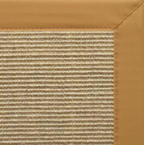 Bone Sisal Rug with Chamois Faux Leather Border - Free Shipping