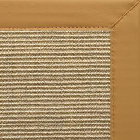 Bone Sisal Rug with Chamois Faux Leather Border