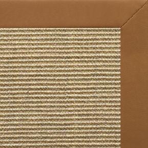 Bone Sisal Rug with Cinnamon Faux Leather Border - Free Shipping