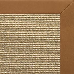 Bone Sisal Rug with Cinnamon Faux Leather Border