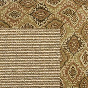 Bone Sisal Rug with Earth Tapestry Border - Free Shipping