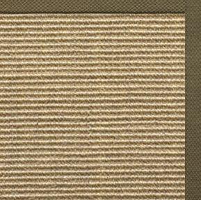 Bone Sisal Rug with Khaki Green Cotton Border