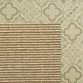 Bone Sisal Rug with Medallions Tapestry Border - Free Shipping