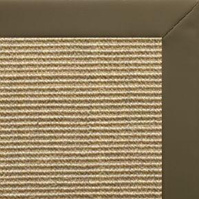 Bone Sisal Rug with Moss Faux Leather Border - Free Shipping