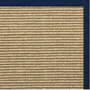Bone Sisal Rug with Navy Blue Cotton Border
