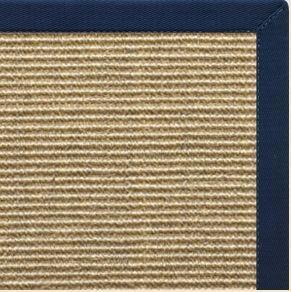 Bone Sisal Rug with Navy Blue Cotton Border - Free Shipping