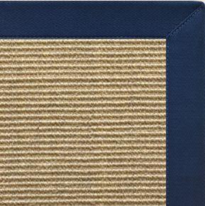 Bone Sisal Rug with Navy Blue Cotton Border - Free Shipping