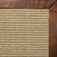 Bone Sisal Rug with Oak Leather Border - Free Shipping 1