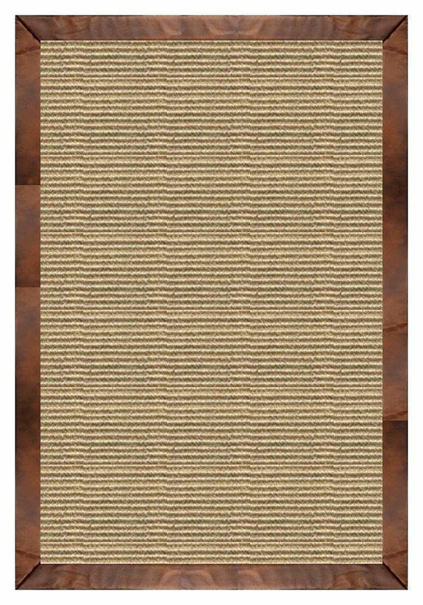 Bone Sisal Rug with Oak Leather Border alternate view