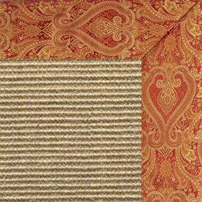 Bone Sisal Rug with Paisley Tapestry Border - Free Shipping