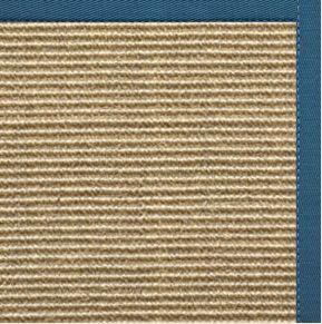 Bone Sisal Rug with Paradise Blue Cotton Border