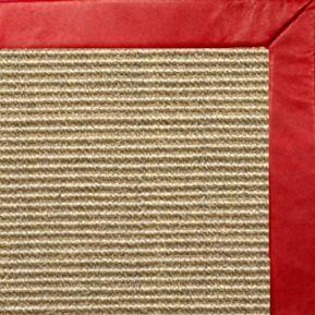 Bone Sisal Rug with Red Leather Border - Free Shipping