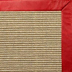 Bone Sisal Rug with Red Leather Border