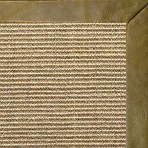 Bone Sisal Rug with Sage Leather Border - Free Shipping