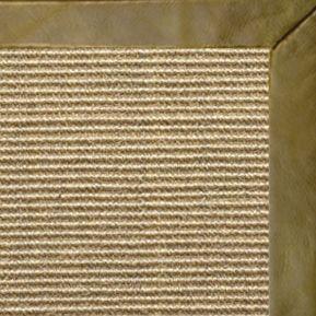 Bone Sisal Rug with Sage Leather Border