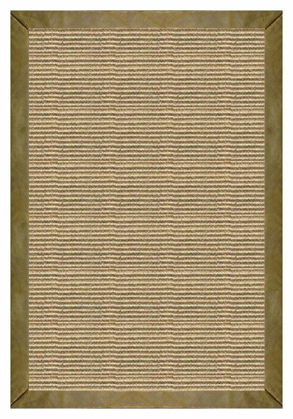Bone Sisal Rug with Sage Leather Border alternate view