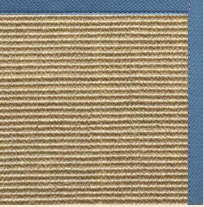 Bone Sisal Rug with Slate Blue Cotton Border - Free Shipping