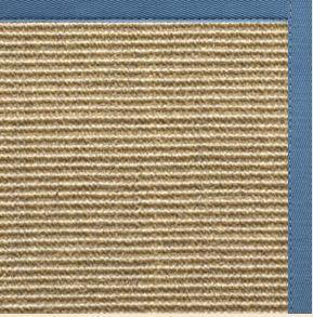 Bone Sisal Rug with Slate Blue Cotton Border