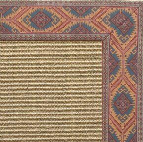 Bone Sisal Rug with Southwest Tapestry Border - Free Shipping