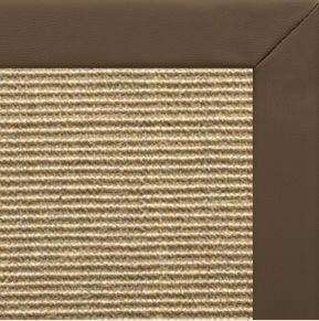 Bone Sisal Rug with Stone Faux Leather Border - Free Shipping