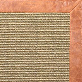 Bone Sisal Rug with Tan Leather Border