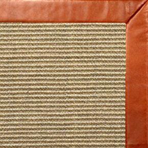 Bone Sisal Rug with Whiskey Leather Border - Free Shipping