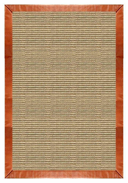 Area Rugs - Sustainable Lifestyles Bone Sisal Rug With Whiskey Leather Border