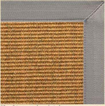 Cognac Sisal Area Rug with Coin Gray Canvas Border - Free Shipping