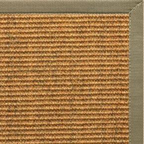 Cognac Sisal Rug with Basil Green Cotton Border - Free Shipping