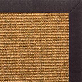 Cognac Sisal Rug with Black Linen Border - Free Shipping