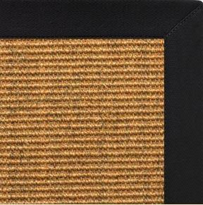 Cognac Sisal Rug with Black Onyx Cotton Border - Free Shipping