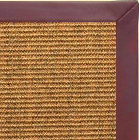 Cognac Sisal Rug with Burgundy Leather Border - Free Shipping