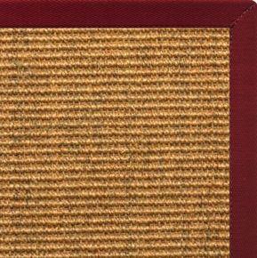 Cognac Sisal Rug with Cardinal Red Cotton Border - Free Shipping