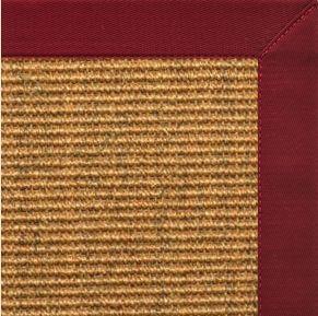 Cognac Sisal Rug with Cardinal Red Cotton Border - Free Shipping