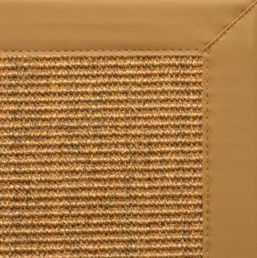 Cognac Sisal Rug with Chamois Faux Leather Border - Free Shipping