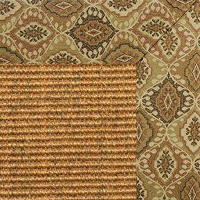 Cognac Sisal Rug with earth tapestry Border - Free Shipping