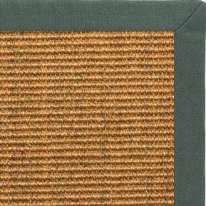 Cognac Sisal Rug with Green Linen Border - Free Shipping