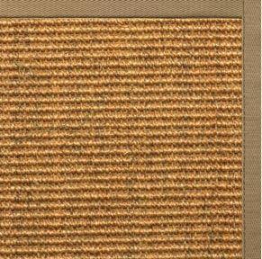 Cognac Sisal Rug with Green Mist Cotton Border - Free Shipping