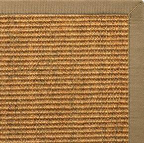 Cognac Sisal Rug with Green Mist Cotton Border - Free Shipping