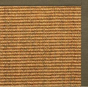 Cognac Sisal Rug with Khaki Green Cotton Border - Free Shipping