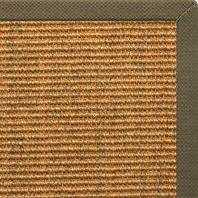 Cognac Sisal Rug with Khaki Green Cotton Border - Free Shipping