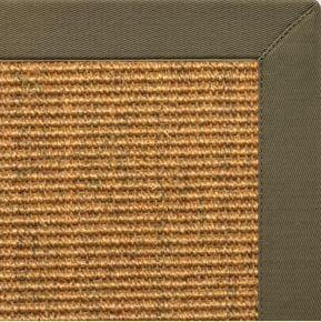 Cognac Sisal Rug with Khaki Green Cotton Border - Free Shipping