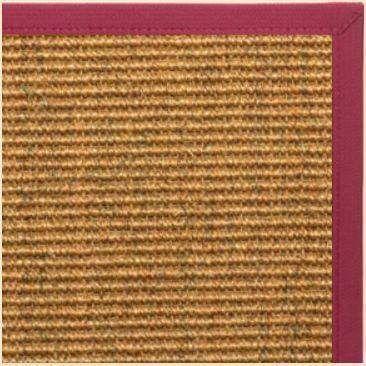 Cognac Sisal Rug with Maroon Canvas Border - Free Shipping